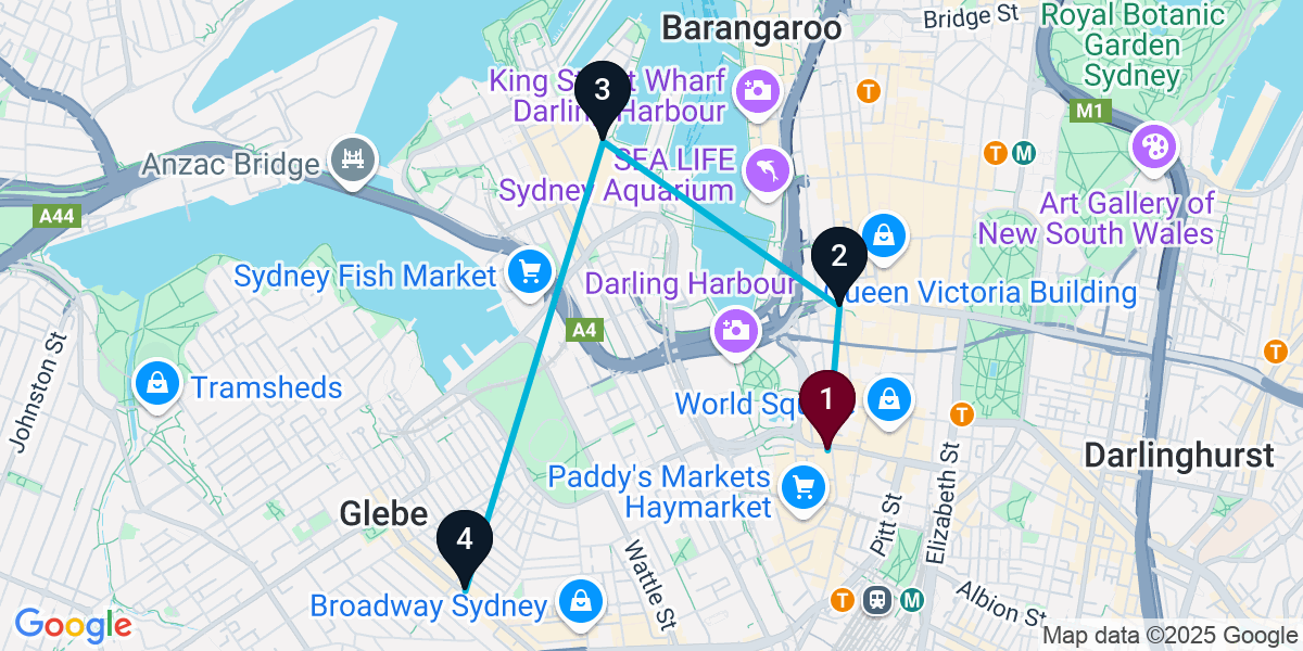 Map for 4-Stop Haymarket Nightclub Bar Crawl