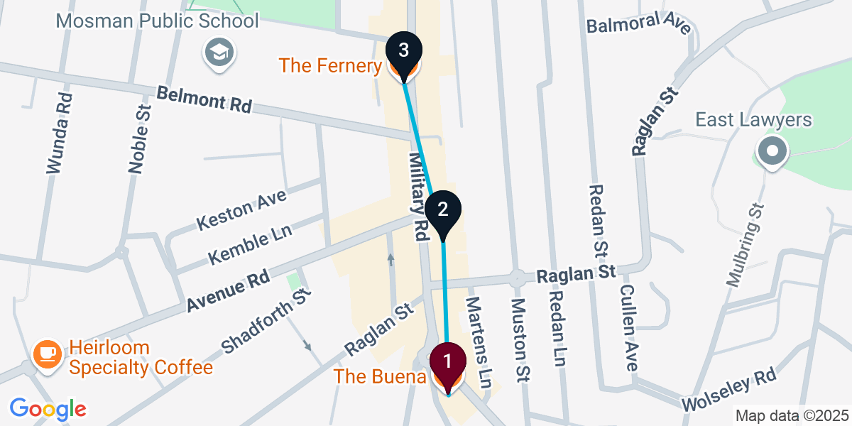 Map for 3-Stop Mosman Wine bar Bar Crawl