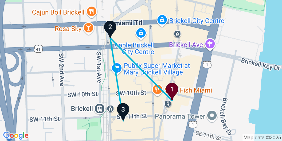 Map for Compact Brickell Cocktail Bar Crawl