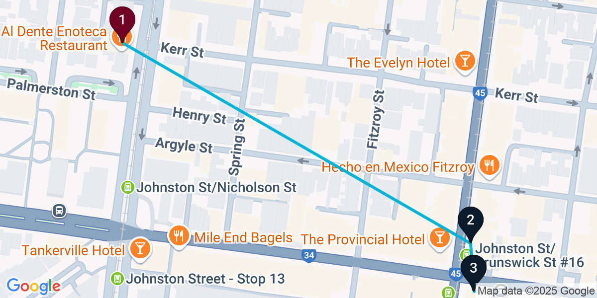 Map for Fitzroy Cocktail Bar Crawl