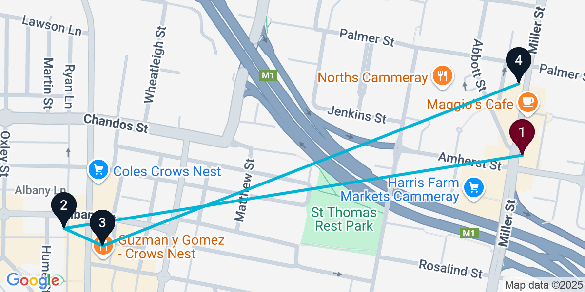 Map for 4-Stop Cammeray Wine bar Bar Crawl