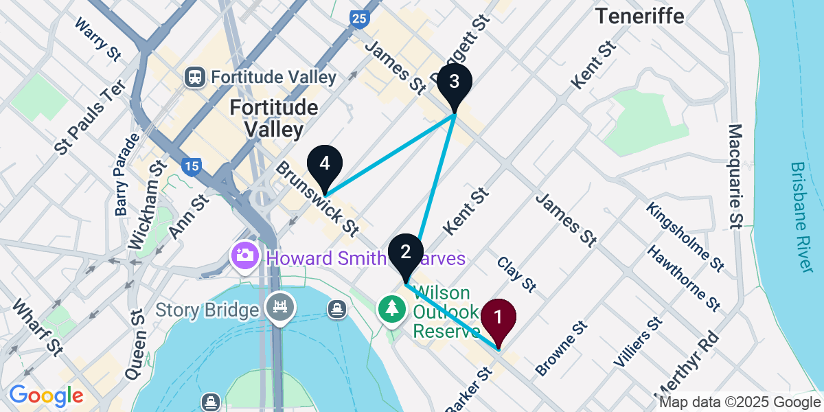 Map for New Farm Pub Crawl