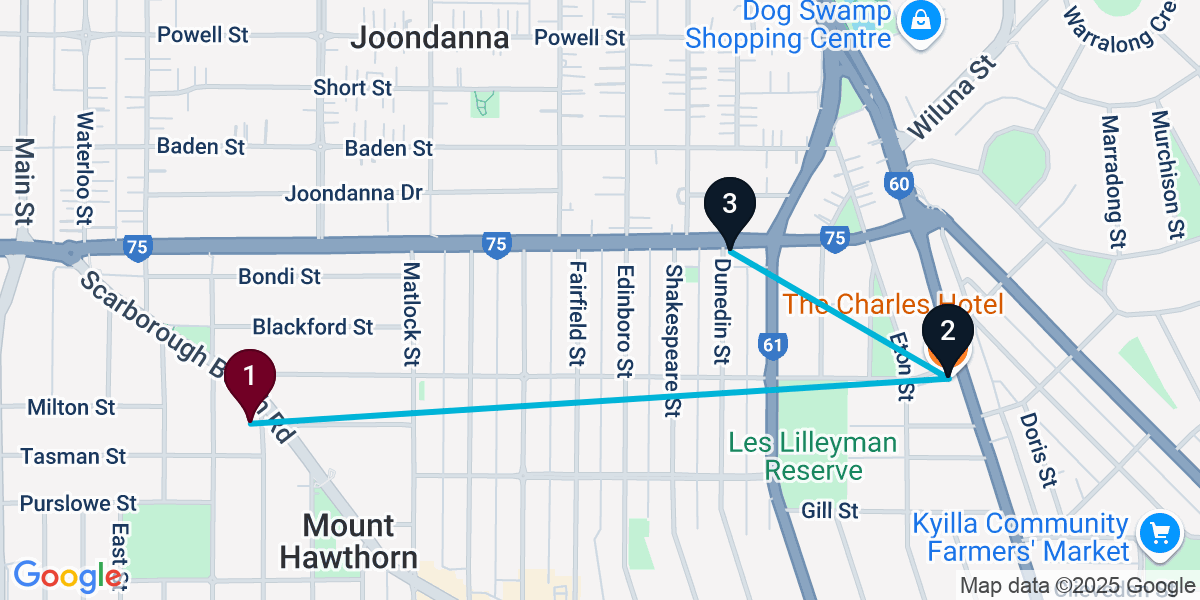 Map for 3-Stop Mount Hawthorn Live music Bar Crawl