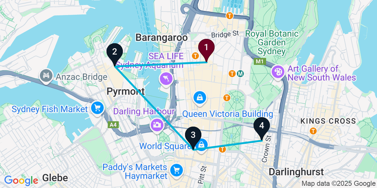 Map for 4-Stop Sydney Sports bar Bar Crawl