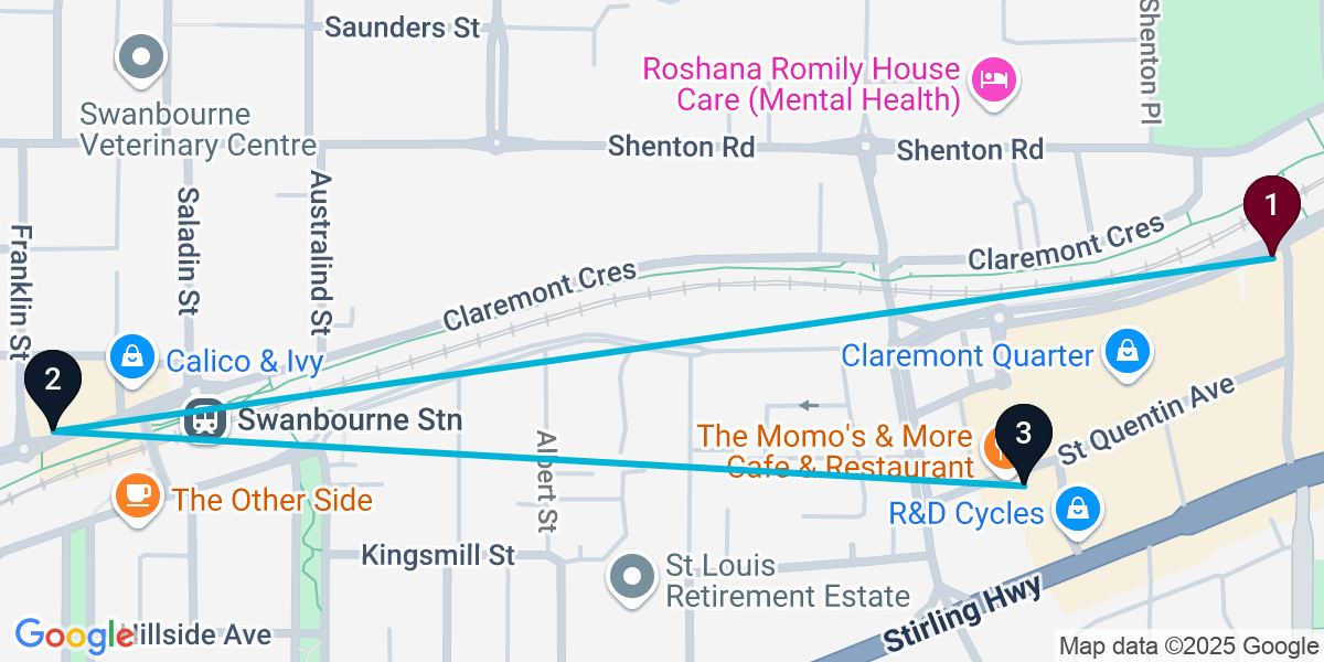 Map for Claremont Bar Crawl