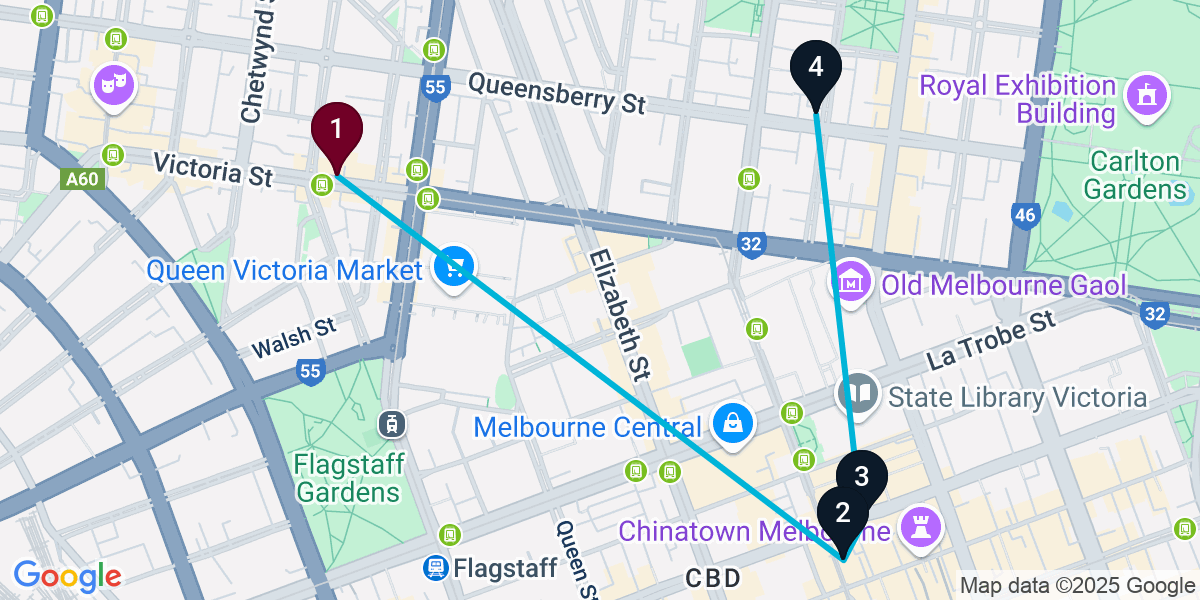 Map for Melbourne Cocktail Bar Crawl