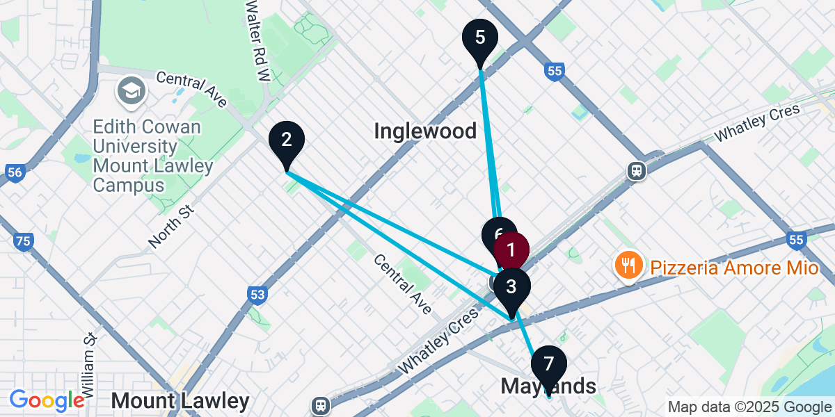 Map for 7-Stop Maylands Bar Crawl