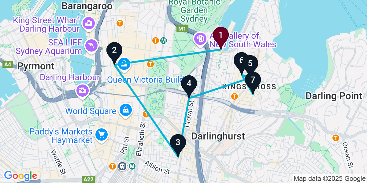 Map for 7-Stop Woolloomooloo Wine bar Bar Crawl