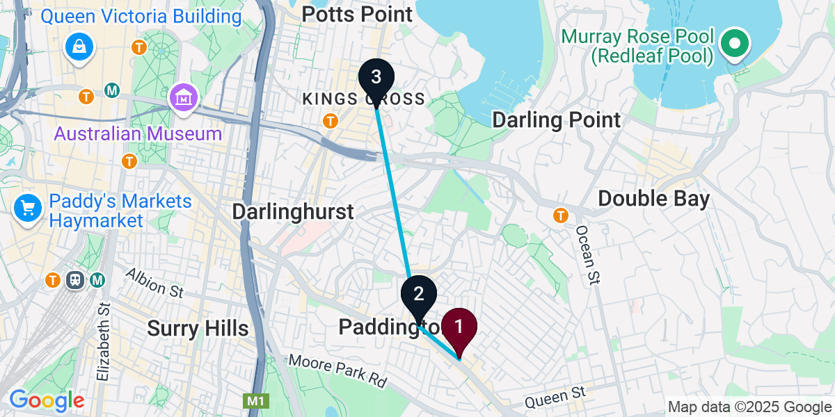 Map for 3-Stop Paddington Cocktail Bar Crawl