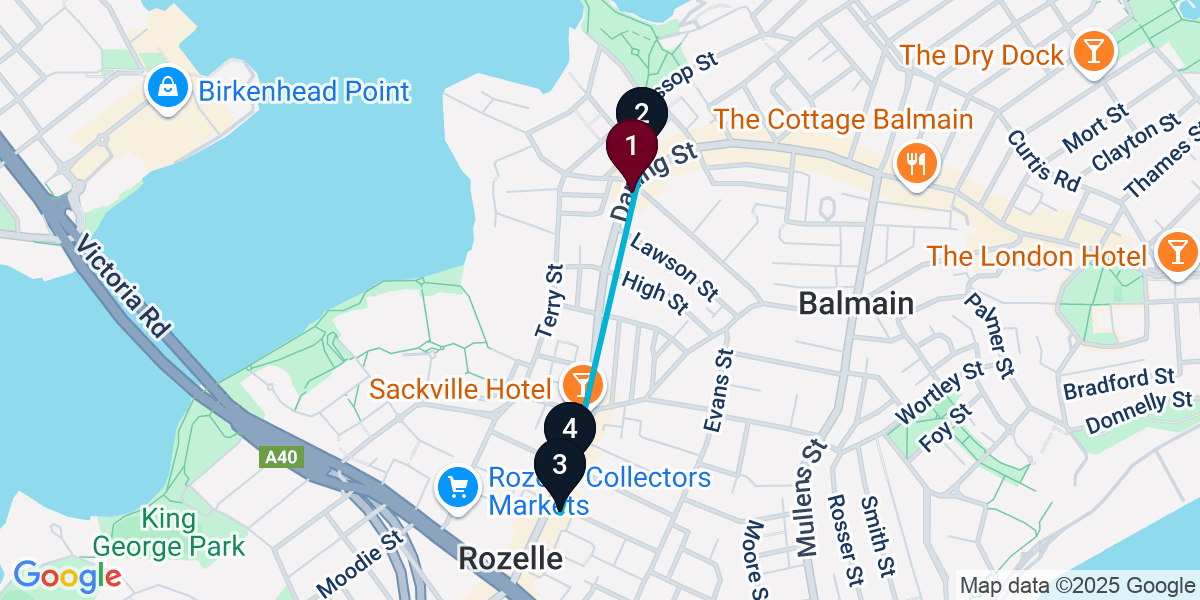 Map for 4-Stop Balmain Wine bar Bar Crawl