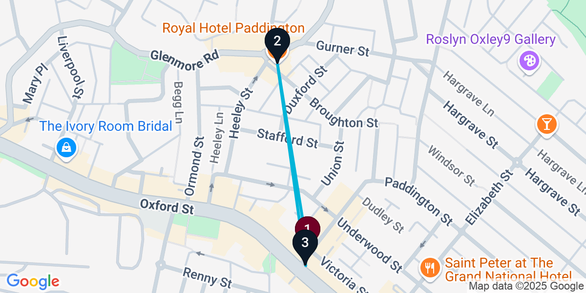 Map for 3-Stop Paddington Pub Bar Crawl