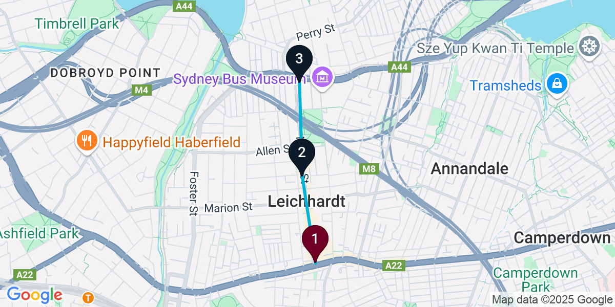 Map for 3-Stop Leichhardt Rooftop Bar Crawl