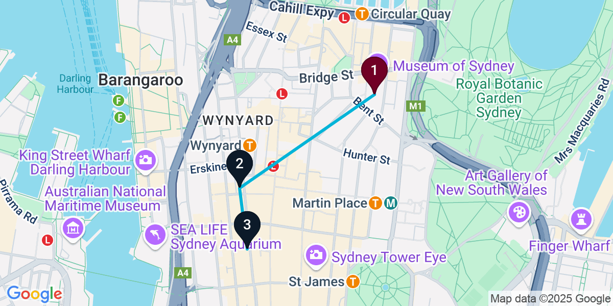 Map for 3-Stop Sydney Speakeasy Bar Crawl