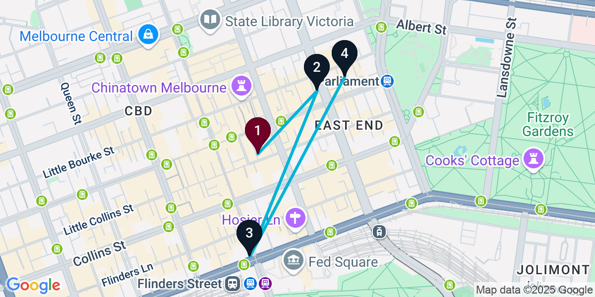 Map for Melbourne Bar Crawl