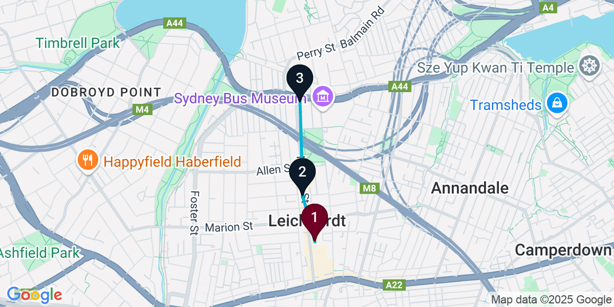 Map for 3-Stop Leichhardt Rooftop Bar Crawl