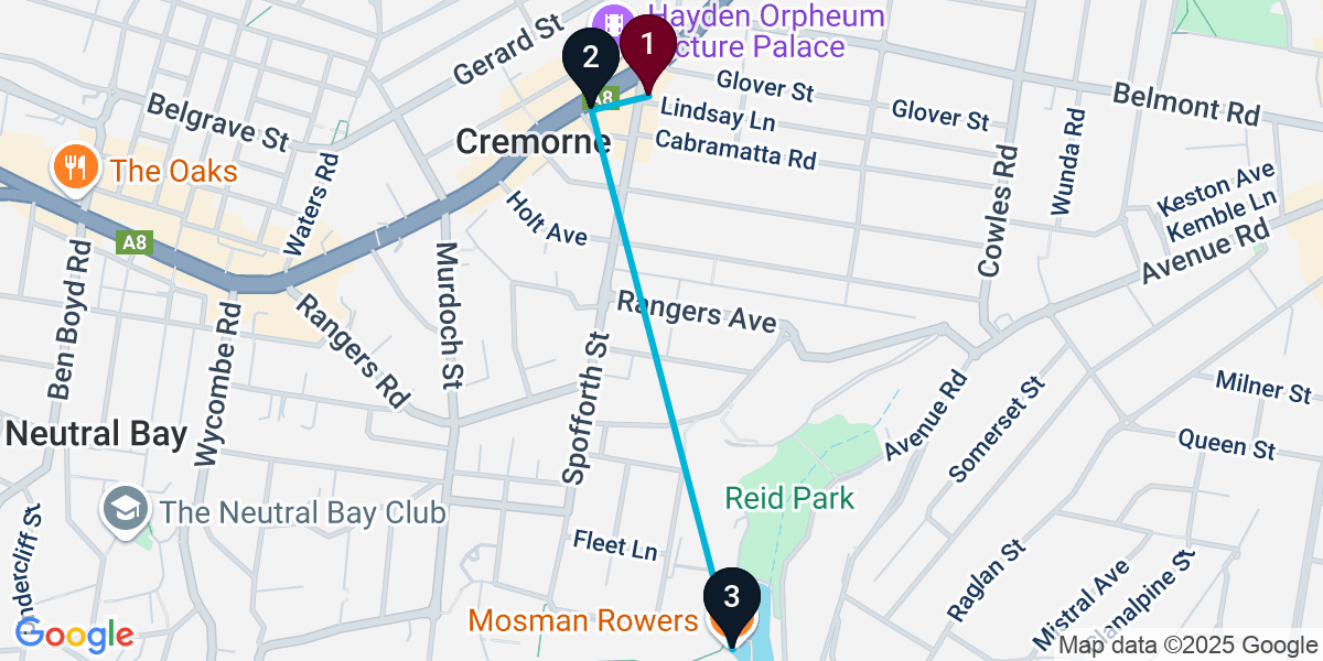 Map for 3-Stop Mosman Live music Bar Crawl