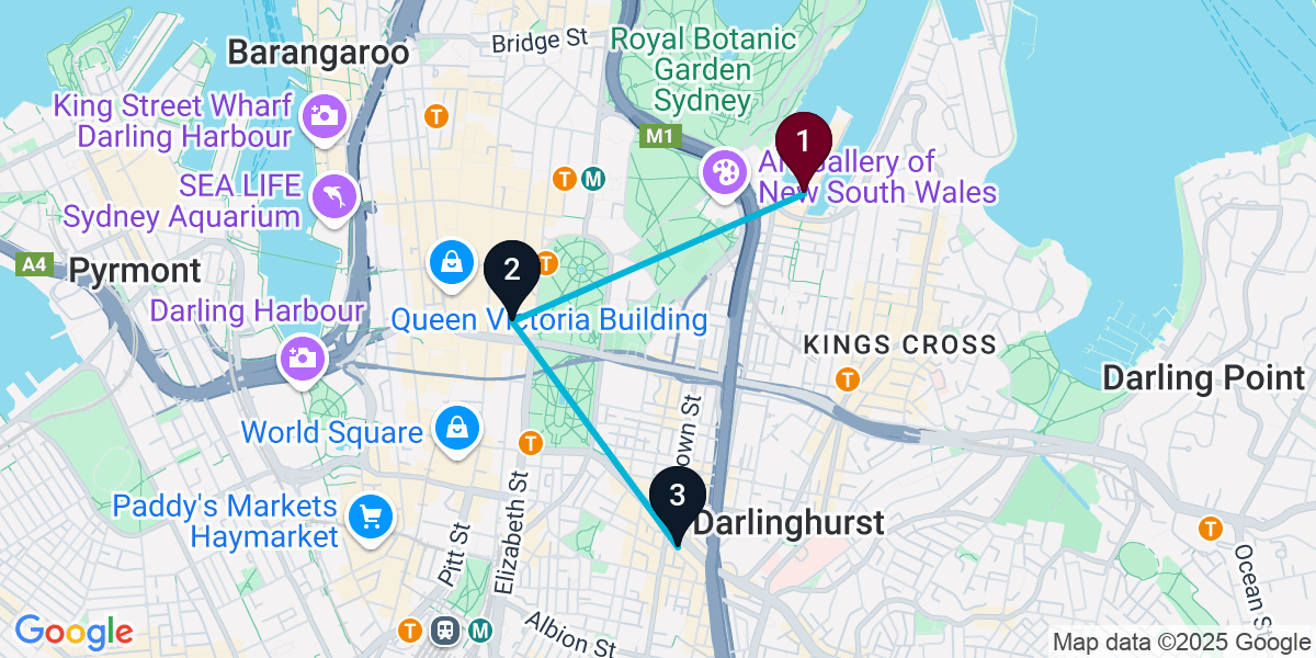 Map for 3-Stop Woolloomooloo Hotel bar Bar Crawl