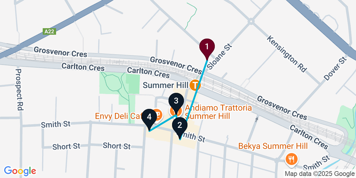 Map for 4-Stop Summer Hill Wine bar Bar Crawl