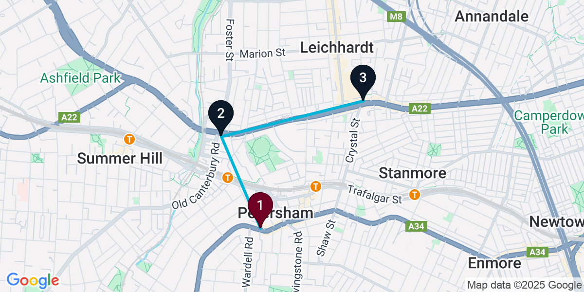 Map for 3-Stop Lewisham Pub Bar Crawl