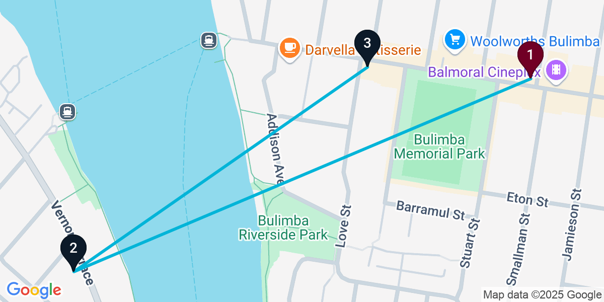 Map for Compact Bulimba Cocktail Bar Crawl