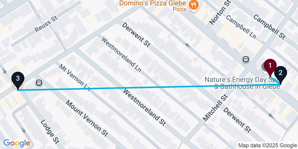 Map for 3-Stop Glebe Bar Crawl