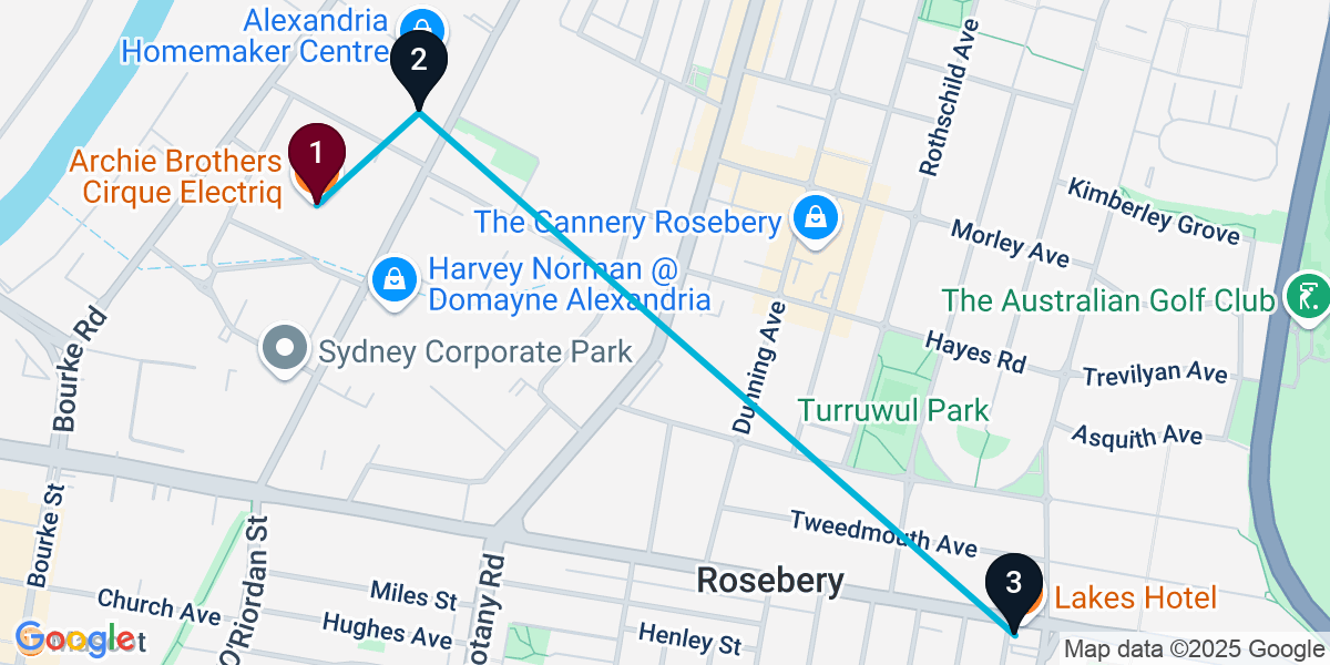 Map for 3-Stop Alexandria Nightclub Bar Crawl