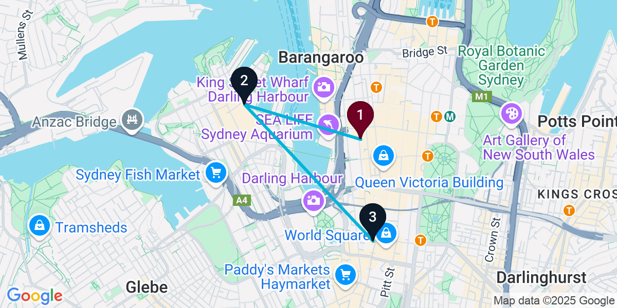 Map for 3-Stop Sydney Sports bar Bar Crawl