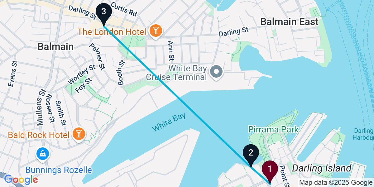 Map for 3-Stop Pyrmont Sports bar Bar Crawl