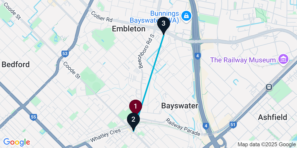 Map for 3-Stop Bayswater Bar Crawl
