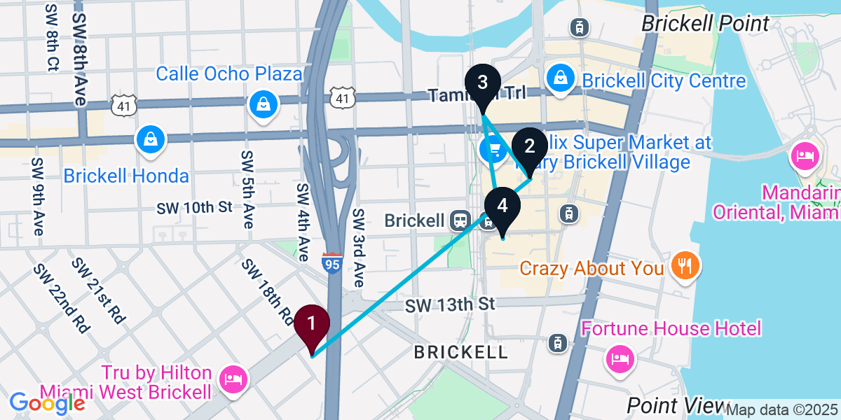 Map for Curated Coral Way Bar Crawl