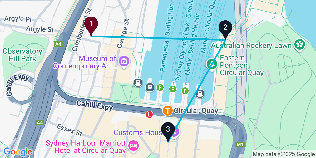 Map for Short Sydney Bar Crawl