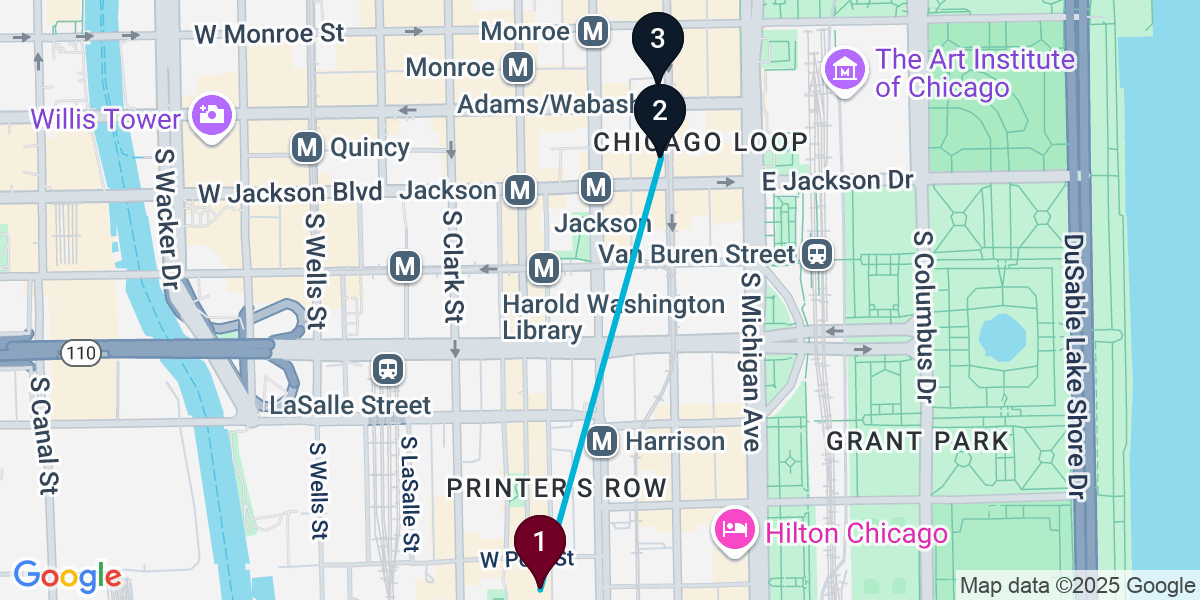 Map for Short Chicago Loop Bar Crawl