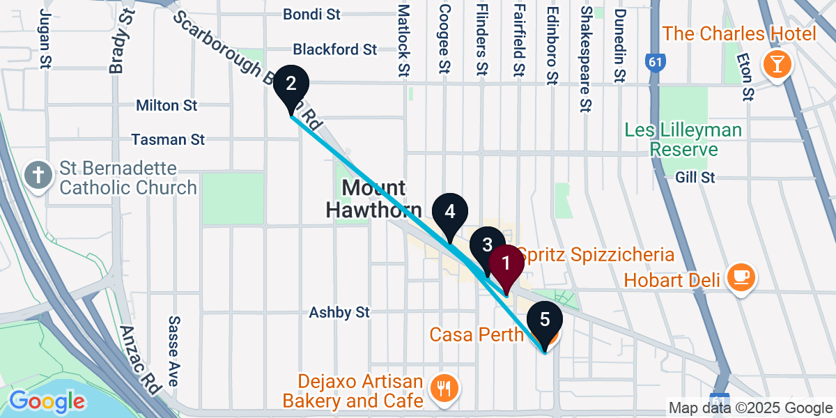 Map for 5-Stop Mount Hawthorn Wine bar Bar Crawl