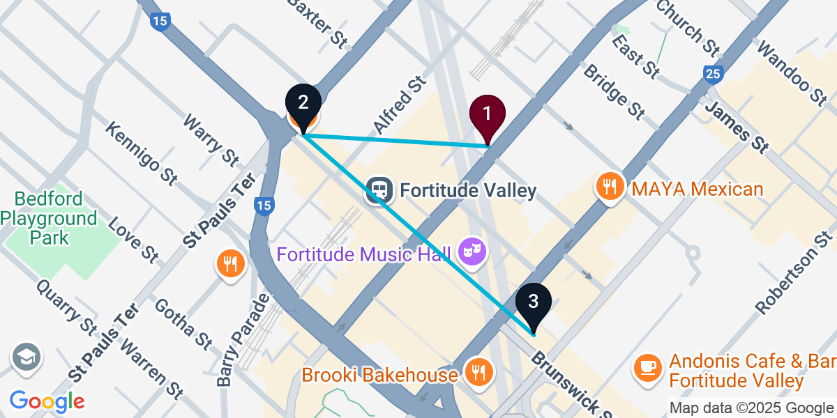 Map for Short Fortitude Valley Bar Crawl