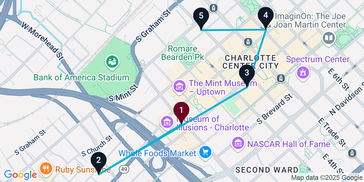 Map for Awesome Bar Crawl in Mecklenburg County
