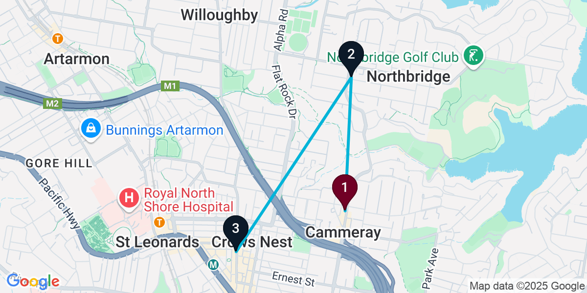 Map for 3-Stop Cammeray Live music Bar Crawl
