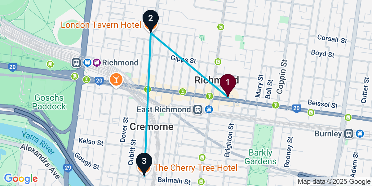 Map for Quick Richmond Pub Crawl