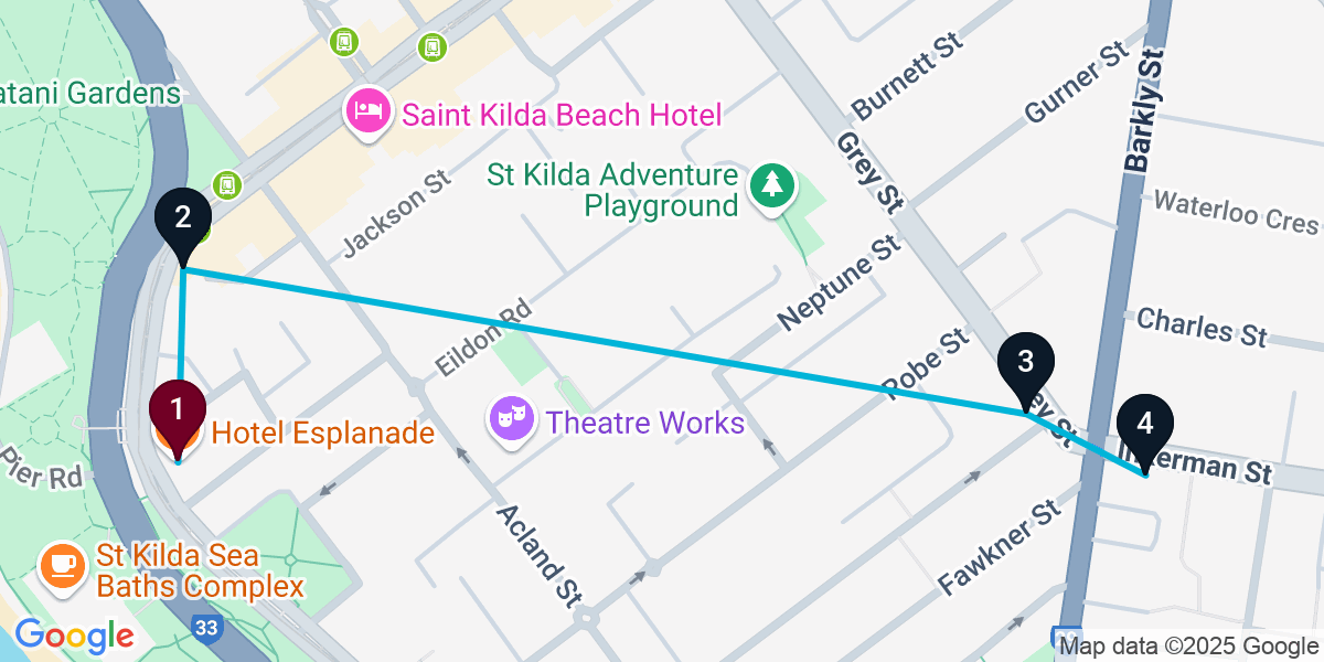 Map for Curated St Kilda Bar Crawl