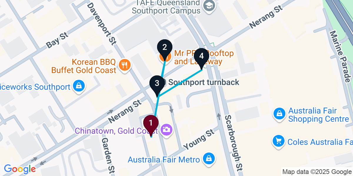 Map for Curated Southport Cocktail Bar Crawl