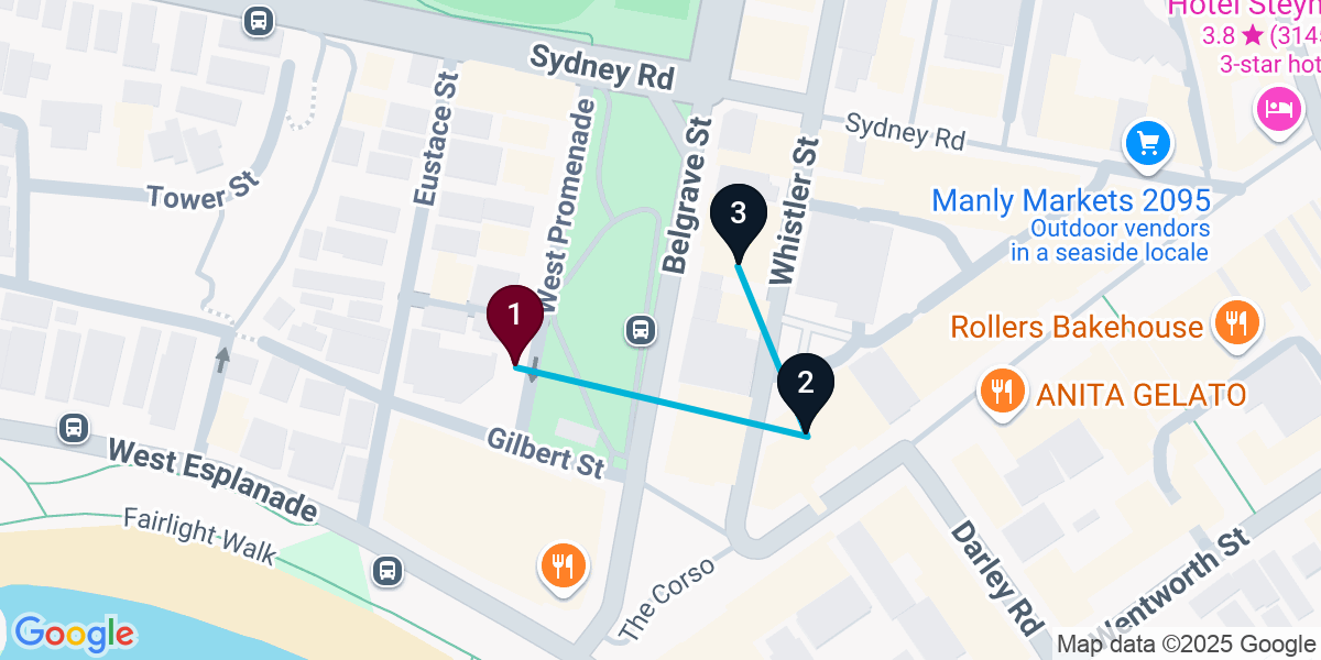 Map for 3-Stop Manly Wine bar Bar Crawl