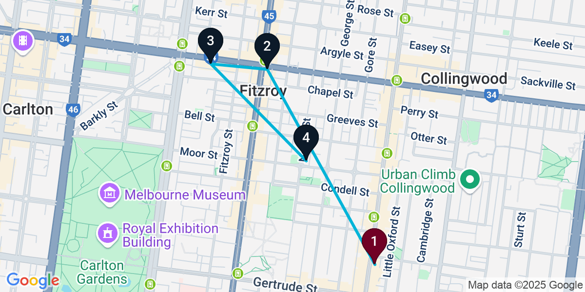 Map for Fitzroy Bar Crawl