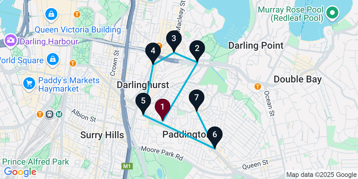 Map for 7-Stop Paddington Wine bar Bar Crawl
