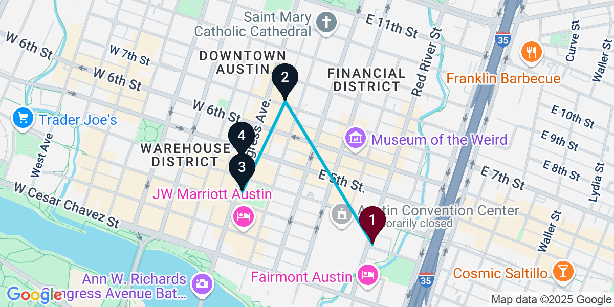 Map for 4-Stop Austin Wine bar Bar Crawl