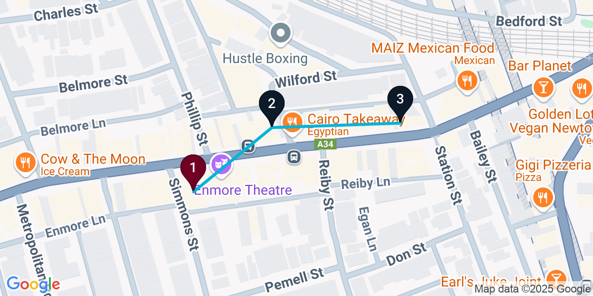 Map for 3-Stop Newtown Cocktail Bar Crawl
