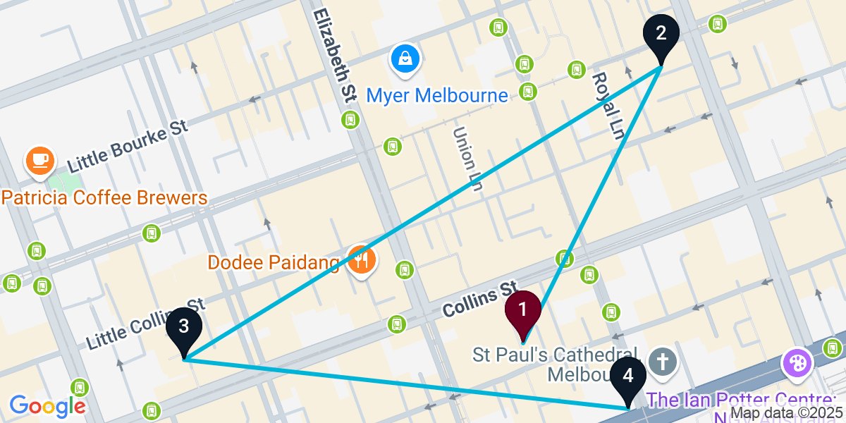 Map for Walkable Melbourne Pub Crawl