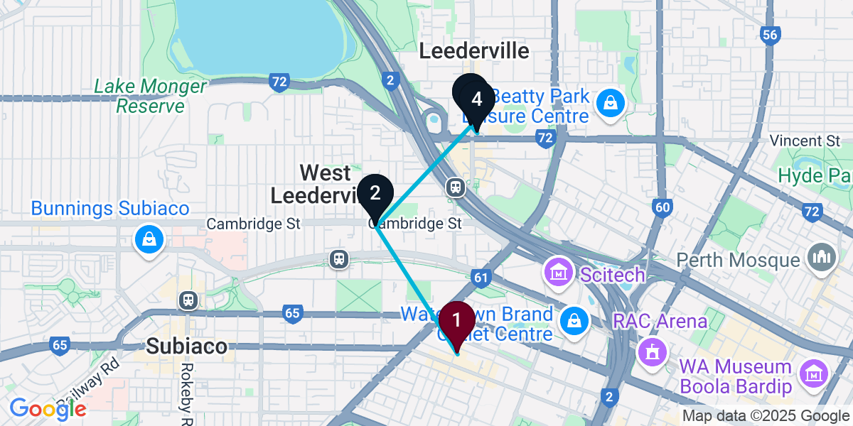 Map for 4-Stop West Perth Live music Bar Crawl
