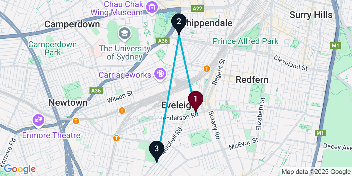 Map for 3-Stop Alexandria Pub Bar Crawl