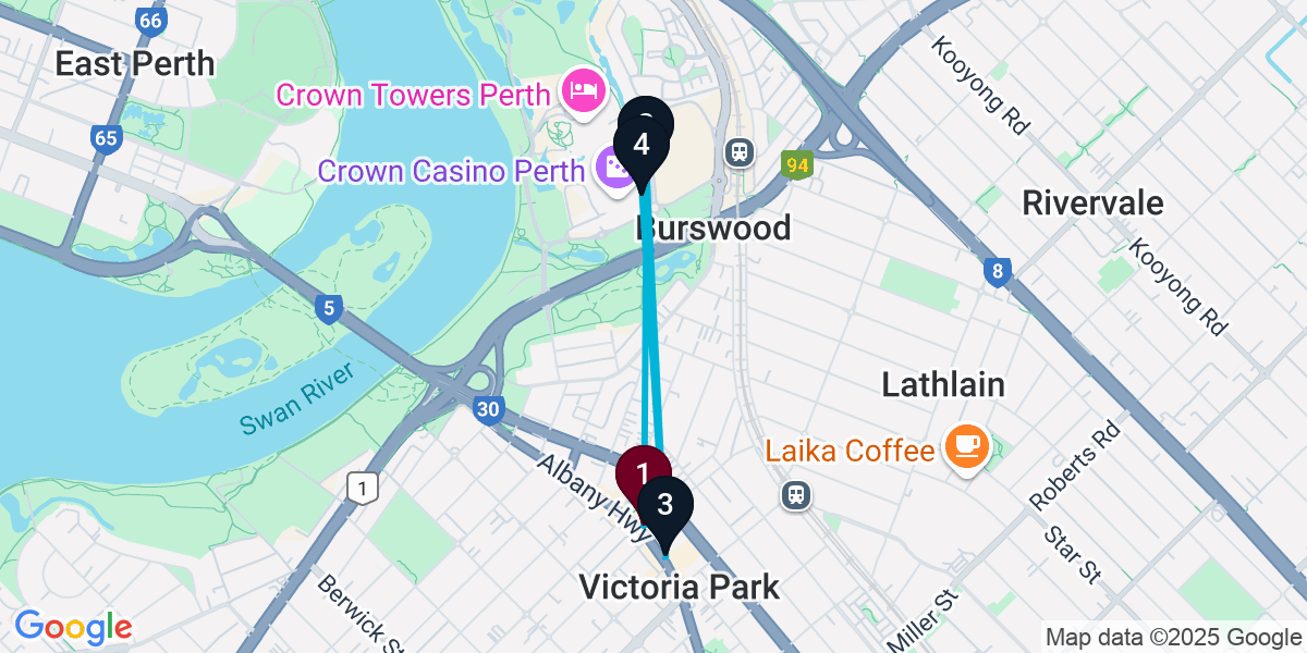 Map for 4-Stop Victoria Park Nightclub Bar Crawl