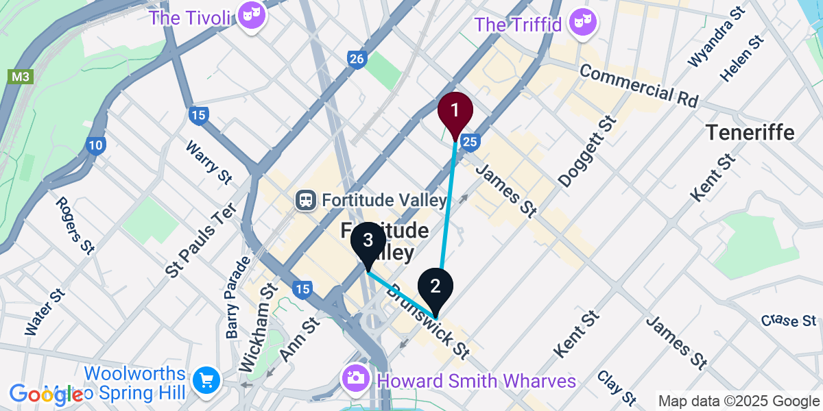 Map for Short Fortitude Valley Pub Crawl