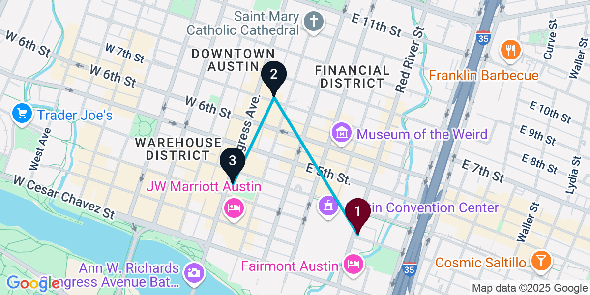 Map for 3-Stop Austin Wine bar Bar Crawl